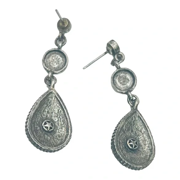 Vintage Laila Rowe Aquamarine Accent Dangle Drop Pierced Earrings - Picture 7 of 10